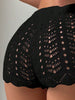 Casual Hollow Drawstring Open Waist Knitted Bikini Blocked Shorts Mssza