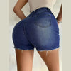 Casual Hollow Out High Waist Hip Package Slim Beading Denim Shorts Mssza