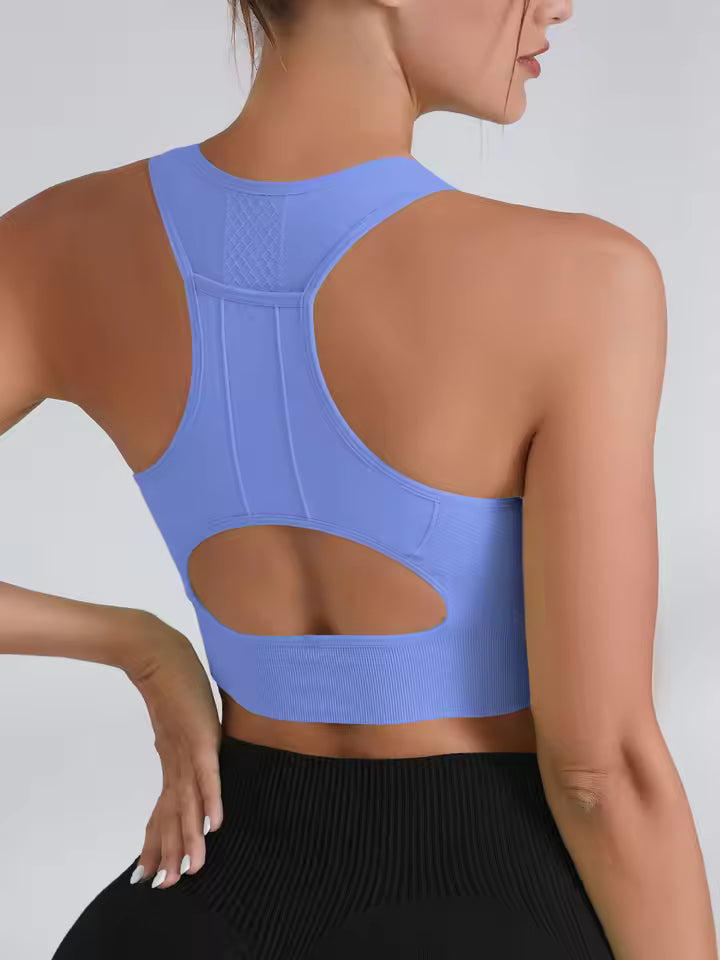 Casual Hollow Yoga Running With Phone Pocket Fitness Sports Bra Mssza