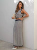 Casual Hook hollow Knit Striped High Waist Skirt And Crop Top Two Pieces Set Mssza