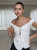 Casual Irregular Hem Placket Lace-Up Multi-Folded One Shoulder Top Mssza