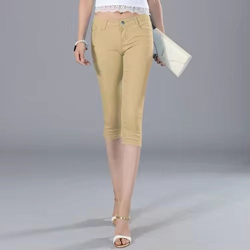 Casual Knee Length Stretch Skinny Slim Capri Jeans Mssza
