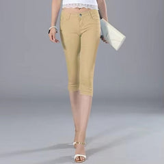 Casual Knee Length Stretch Skinny Slim Capri Jeans Mssza