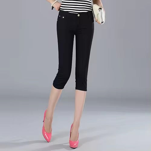 Casual Knee Length Stretch Skinny Slim Capri Jeans Mssza