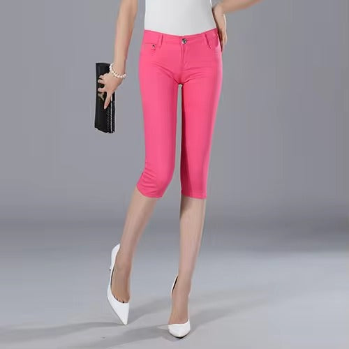 Casual Knee Length Stretch Skinny Slim Capri Jeans Mssza