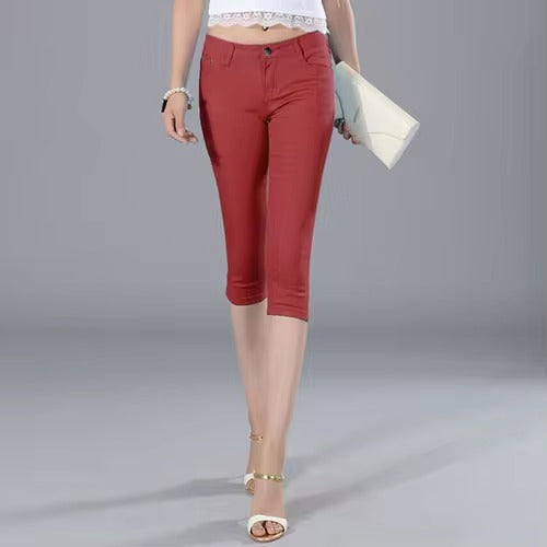 Casual Knee Length Stretch Skinny Slim Capri Jeans Mssza
