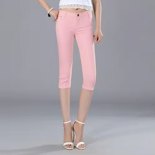 Casual Knee Length Stretch Skinny Slim Capri Jeans Mssza