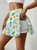 Casual Knit Floral Print With Pocket Detail Shorts Elastic Waist Mini Skirt Mssza