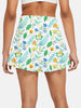 Casual Knit Floral Print With Pocket Detail Shorts Elastic Waist Mini Skirt Mssza