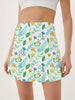 Casual Knit Floral Print With Pocket Detail Shorts Elastic Waist Mini Skirt Mssza