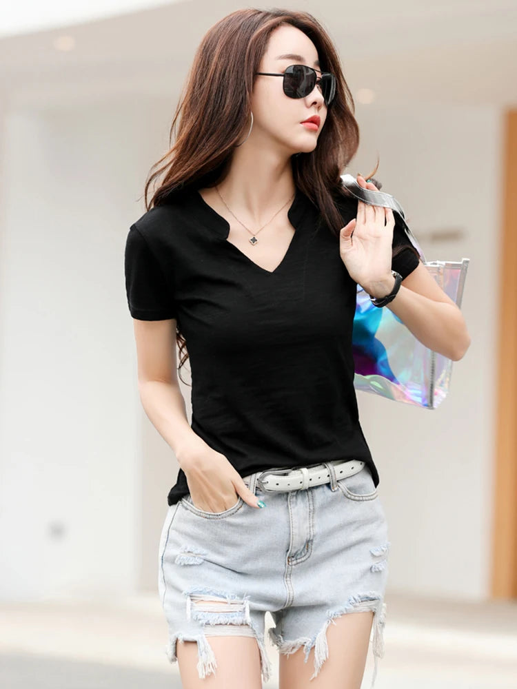 Casual Knitted Bamboo Cotton Medium Stretch T-Shirt Mssza