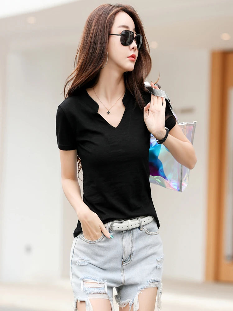 Casual Knitted Bamboo Cotton Medium Stretch T-Shirt Mssza