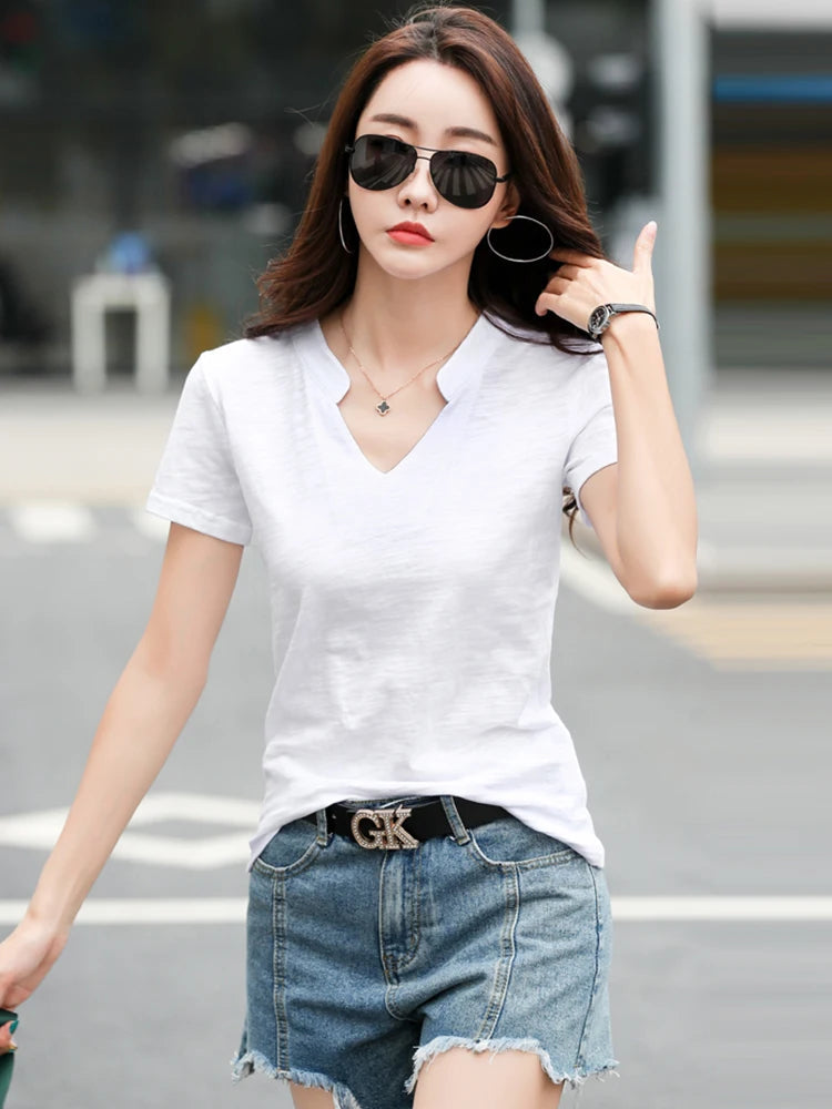 Casual Knitted Bamboo Cotton Medium Stretch T-Shirt Mssza