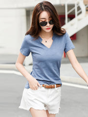 Casual Knitted Bamboo Cotton Medium Stretch T-Shirt Mssza