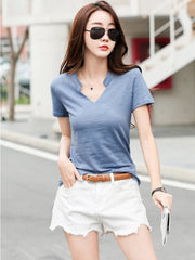 Casual Knitted Bamboo Cotton Medium Stretch T-Shirt Mssza