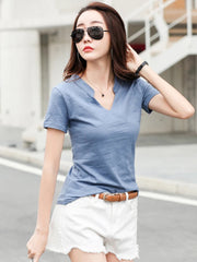 Casual Knitted Bamboo Cotton Medium Stretch T-Shirt Mssza