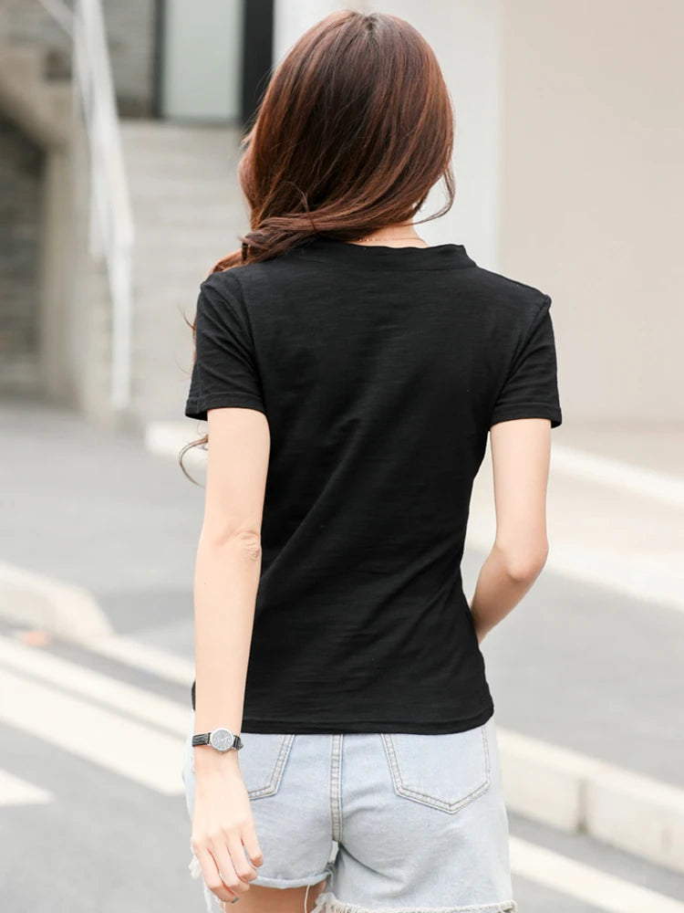 Casual Knitted Bamboo Cotton Medium Stretch T-Shirt Mssza