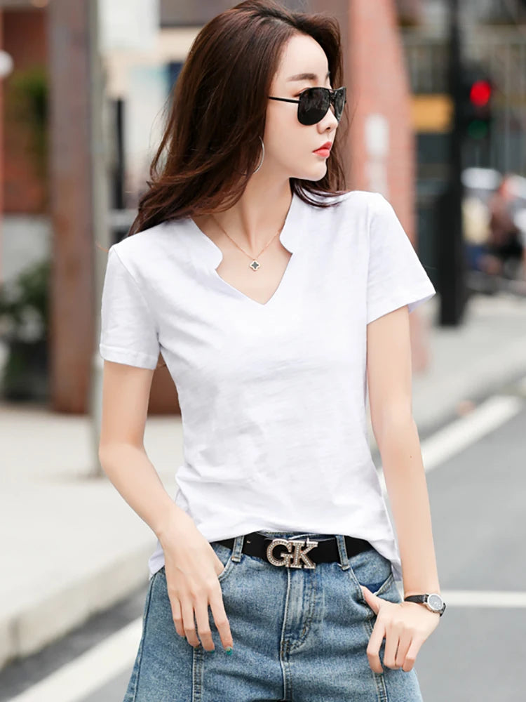 Casual Knitted Bamboo Cotton Medium Stretch T-Shirt Mssza