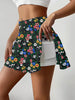 Casual Knitted Floral Print Elastic Waist Mini Skirt With Pocket Mssza