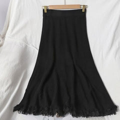 Casual Solid Elastic Waist A-line Loose Long Skirt Mssza