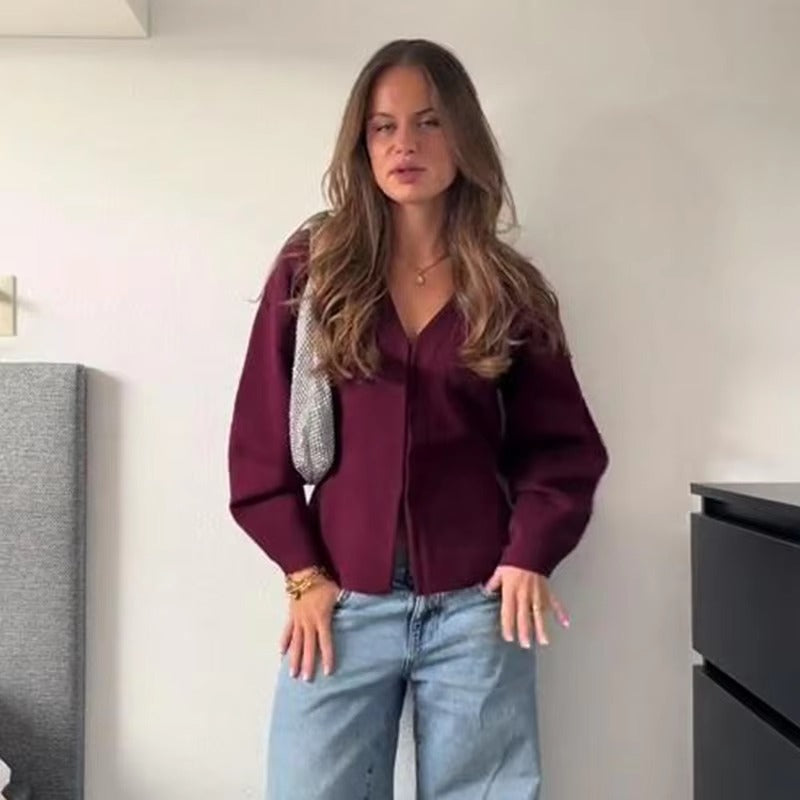 Casual Knitted Mini Skirt Long Sleeve Sweater 2 Pieces Suits Mssza