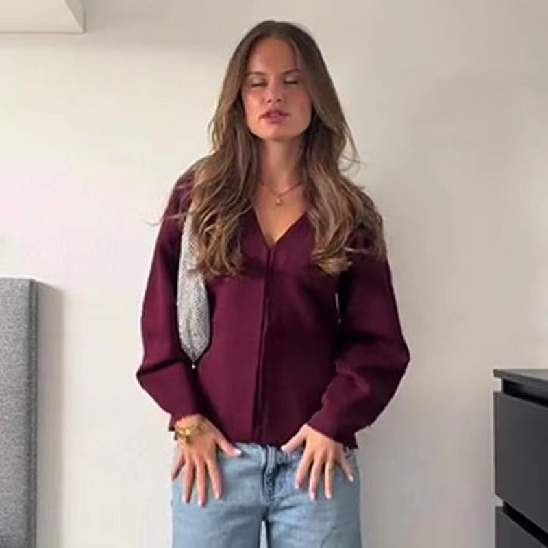 Casual Knitted Mini Skirt Long Sleeve Sweater 2 Pieces Suits Mssza
