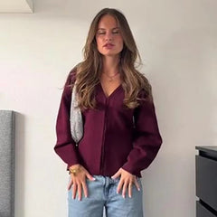 Casual Knitted Mini Skirt Long Sleeve Sweater 2 Pieces Suits Mssza