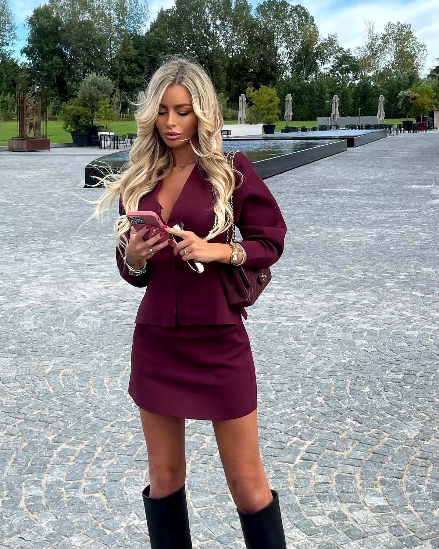Casual Knitted Mini Skirt Long Sleeve Sweater 2 Pieces Suits Mssza