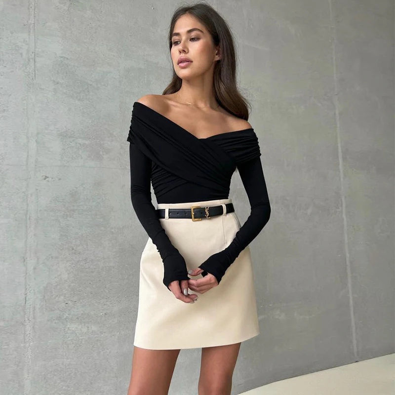 Casual Knitted Rompers Backless Solid Corset Slim Long Sleeves Crossed Bodysuits Mssza