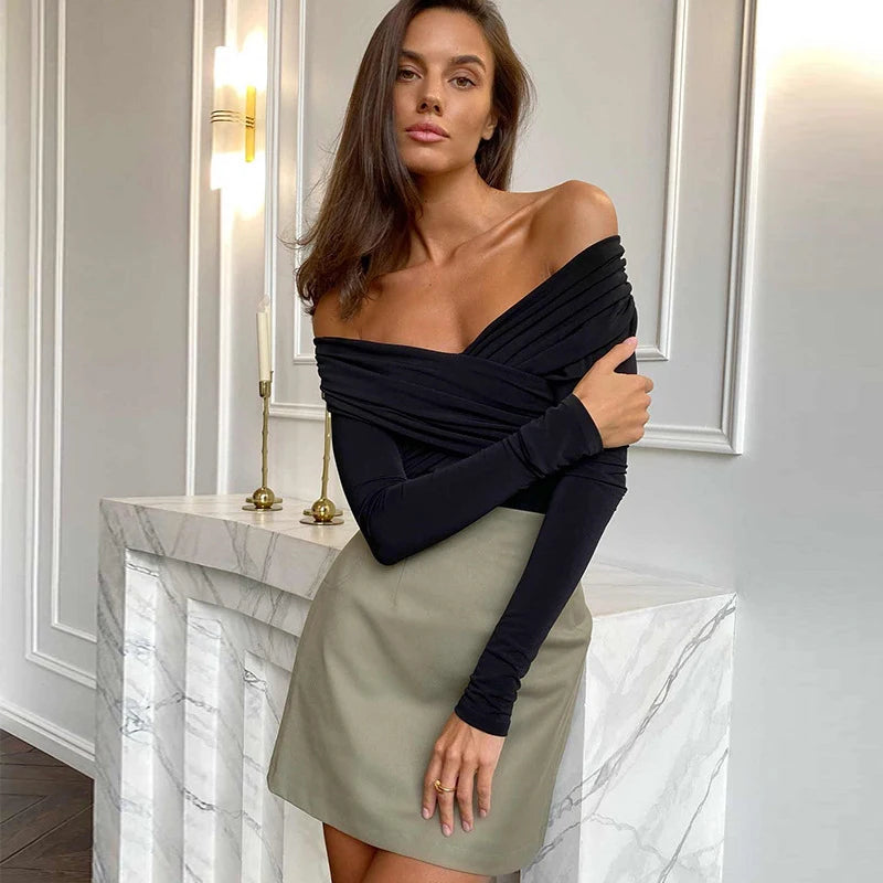 Casual Knitted Rompers Backless Solid Corset Slim Long Sleeves Crossed Bodysuits Mssza