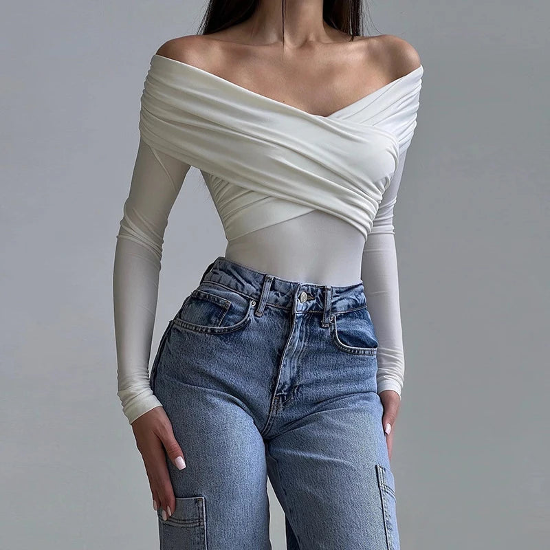 Casual Knitted Rompers Backless Solid Corset Slim Long Sleeves Crossed Bodysuits Mssza