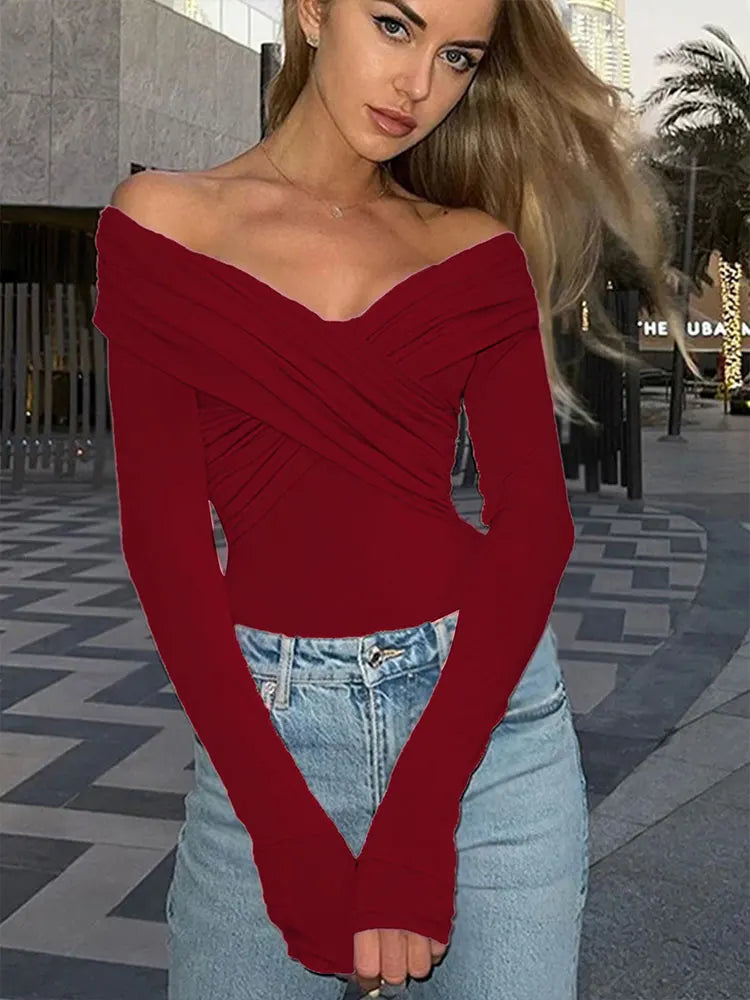 Casual Knitted Rompers Backless Solid Corset Slim Long Sleeves Crossed Bodysuits Mssza