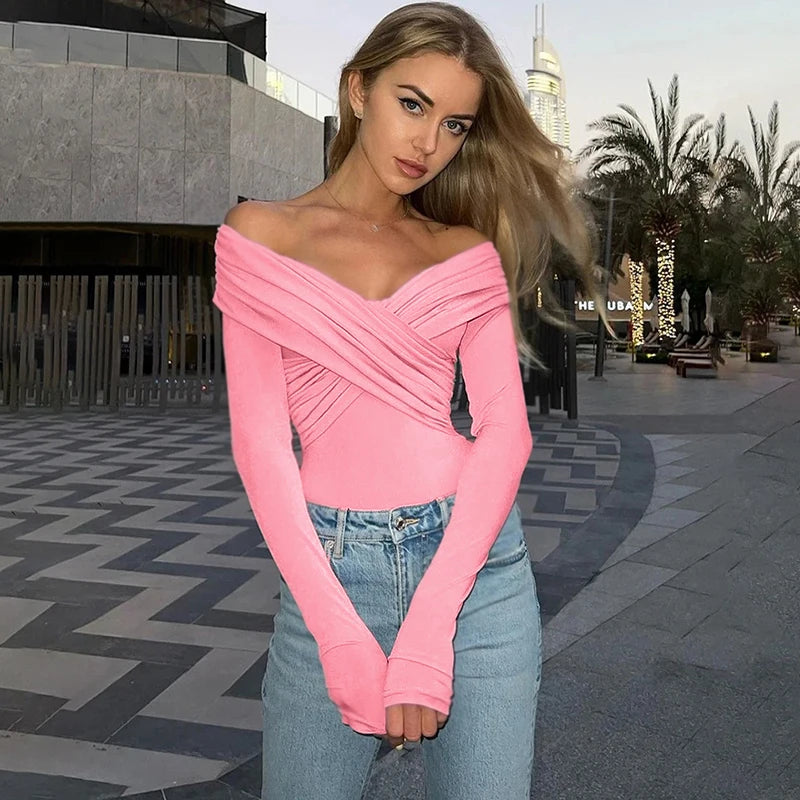 Casual Knitted Rompers Backless Solid Corset Slim Long Sleeves Crossed Bodysuits Mssza