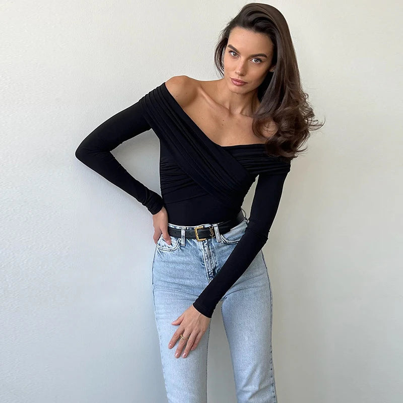 Casual Knitted Rompers Backless Solid Corset Slim Long Sleeves Crossed Bodysuits Mssza