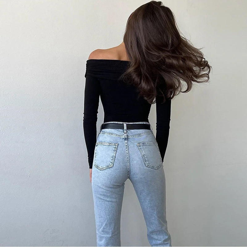 Casual Knitted Rompers Backless Solid Corset Slim Long Sleeves Crossed Bodysuits Mssza
