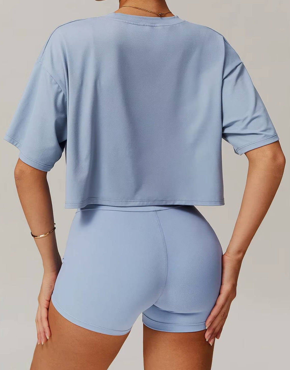 Knitted Short Sleeve Smock Loose Outdoor Yoga T-shirt Mssza