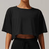 Knitted Short Sleeve Smock Loose Outdoor Yoga T-shirt Mssza