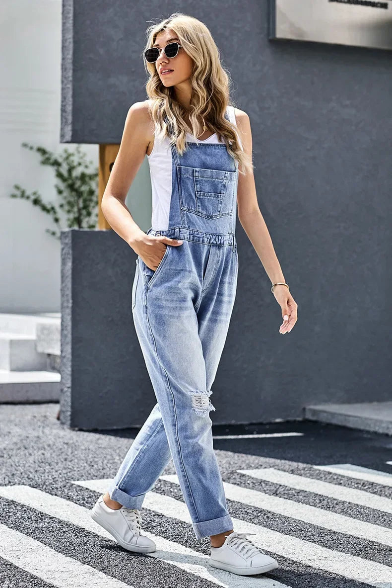 Casual Knitted Strap Pants Washed Slim Fit jumpsuit Streetwear Outfit Mssza