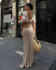 Casual Knitted Striped Hollow Out Slim Bohemian Beachwear Two Piece Set Mssza