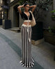 Casual Knitted Striped Hollow Out Slim Bohemian Beachwear Two Piece Set Mssza