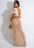 Casual Knitted Striped Hollow Out Slim Bohemian Beachwear Two Piece Set Mssza