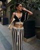 Casual Knitted Striped Hollow Out Slim Bohemian Beachwear Two Piece Set Mssza