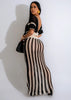 Casual Knitted Striped Hollow Out Slim Bohemian Beachwear Two Piece Set Mssza