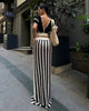 Casual Knitted Striped Hollow Out Slim Bohemian Beachwear Two Piece Set Mssza