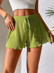 Casual Knitting Ribbed Drawstring Loose Elastic Waist Shorts Mssza