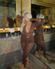 Casual Lace Draped Ruched Hollow Out Deep V Neck Long Sleeve Playsuits Romper Mssza