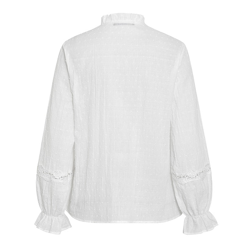 Casual Lace Long Sleeve Cotton Blouse Shirts Mssza