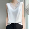 Casual Lace Office Lady Satin Sleeveless Tank Tops Mssza