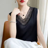 Casual Lace Office Lady Satin Sleeveless Tank Tops Mssza