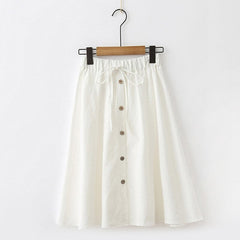 Casual Lace Up A Line Skirt With Button Mssza